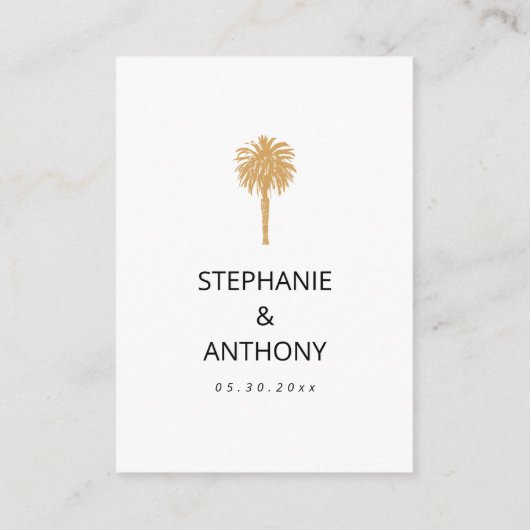 Tropisch strand goudpalm, bestemming bruiloft informatiekaartje (Achterkant)