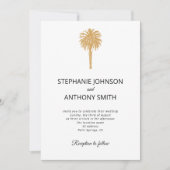 Tropisch strand goudpalm, bestemming bruiloft kaart (Voorkant)