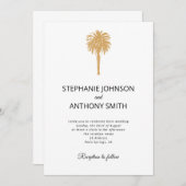 Tropisch strand goudpalm, bestemming bruiloft kaart (Voorkant / Achterkant)