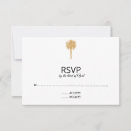 Tropisch strand goudpalm, bestemming bruiloft RSVP kaartje