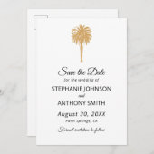 Tropisch strand goudpalm, bestemming bruiloft save the date (Voorkant / Achterkant)