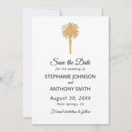 Tropisch strand goudpalm, bestemming bruiloft save the date