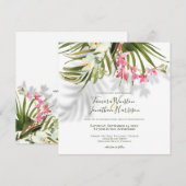 Tropisch strand Greenery Pink Floral Wedding Kaart (Voorkant / Achterkant)