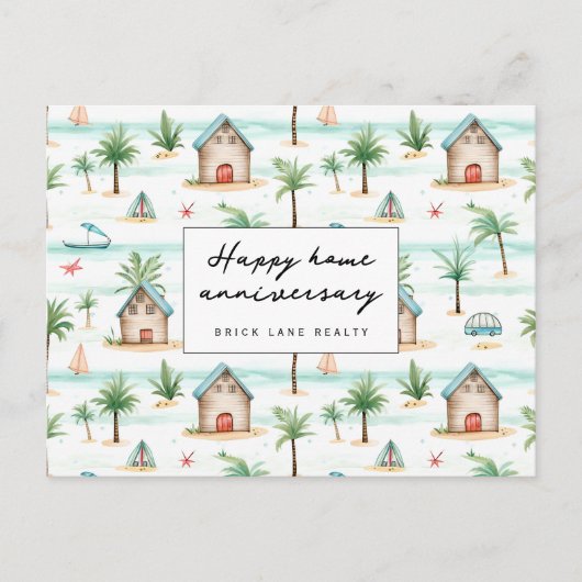 Tropisch Strand Happy Home Jubileum Makelaardij Briefkaart (Voorkant)
