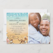 Tropisch Strand Hart Foto Bruiloft Kaart (Voorkant)