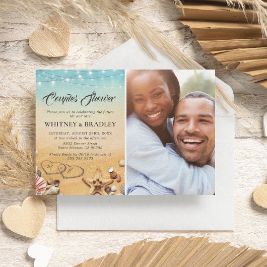 Tropisch strand hart foto koppels douche kaart