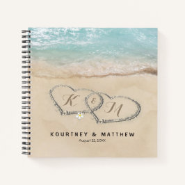 Tropisch strand hart kust trouwgastboek notitieboek