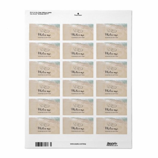 Tropisch  strand hart zand etiket (Full Sheet)