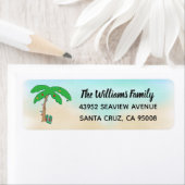 Tropisch strand Hawaïaans kerstdek De palmen Etiket (Insitu)