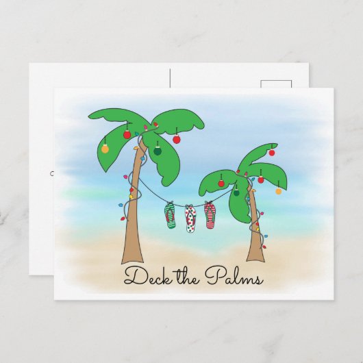 Tropisch strand Hawaïaans kerstdek De palmen Feestdagenkaart (Voorkant / Achterkant)