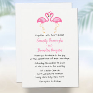 Tropisch strand Hawaïaans roze flamingo bruiloft Kaart