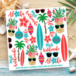 Tropisch strand Hawaiaanse ananas Mele Kalikimaka Feestdagenkaart