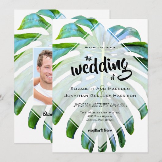 Tropisch strand Hawaii Foto bruiloft Leaf Kaart (Voorkant / Achterkant)