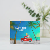 Tropisch strand Hawaii palm Surfboards Red Truck Briefkaart (Staand voorkant)