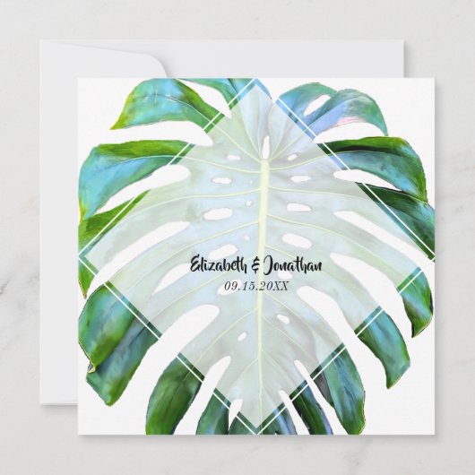 Tropisch strand Hawaii Weddenschap Monstera Leaf Kaart (Achterkant)