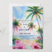 Tropisch strand Hawaiian Hibiscus bruiloft Kaart (Voorkant)