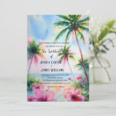 Tropisch strand Hawaiian Hibiscus bruiloft Kaart (Staand voorkant)