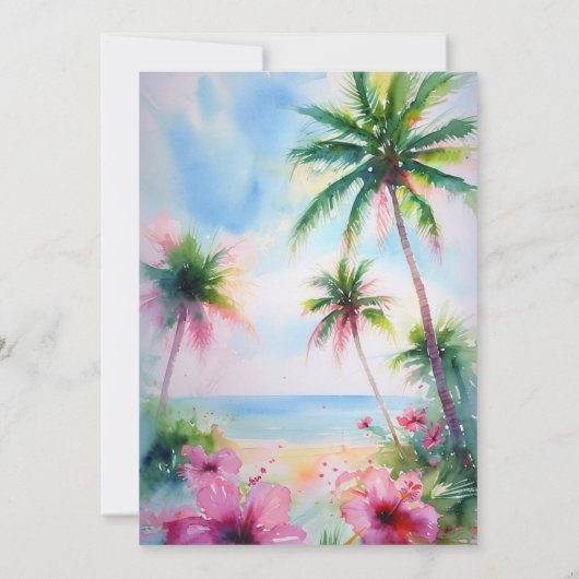 Tropisch strand Hawaiian Hibiscus bruiloft Kaart (Achterkant)