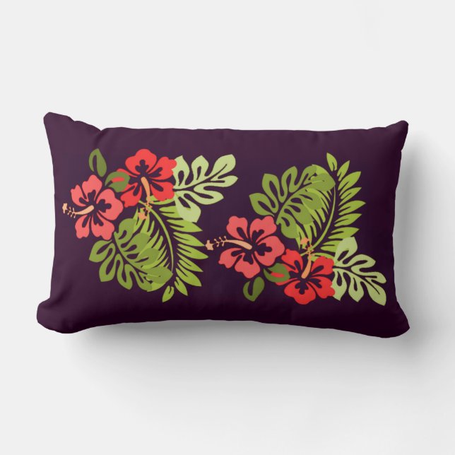 Tropisch strand Hawaiian Hibiscus Flowers kleurrij Kussen (Voorkant)