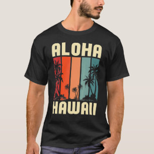 Tropisch strand Hawaiian Summer Palm Trees Aloha H T-shirt