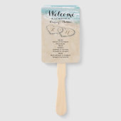 Tropisch strand - Heart Shore Weddenprogramma Handwaaier (Voorkant)