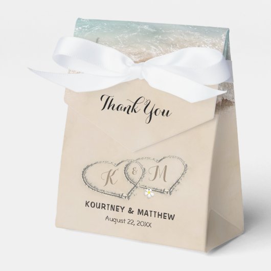Tropisch strand Heart Shore Weddenschap Bedankdoosjes (Voorkant Zijde)