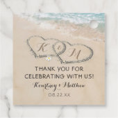 Tropisch strand Heart Shore Weddenschap Bedankjes Labels (Achterkant)