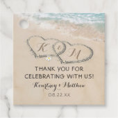 Tropisch  strand Heart Shore Weddenschap Bedankjes Labels (Voorkant)