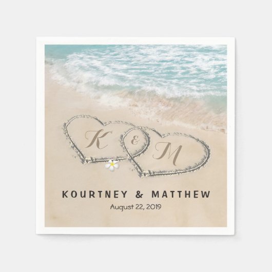Tropisch  strand Heart Shore Weddenschap Servet (Voorkant)