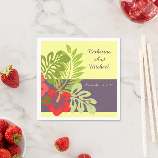 Tropisch strand Hibiscus bloem bruiloft Servet (Insitu)