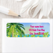 Tropisch strand Hibiscus Luau Adres label (Insitu)
