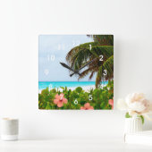 Tropisch strand Hibiscus palm Wall klok (Huis)