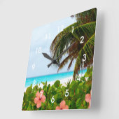 Tropisch strand Hibiscus palm Wall klok (Hoek)