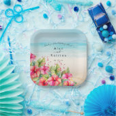 Tropisch strand hibiscus papieren bord (Feest)