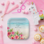 Tropisch strand hibiscus papieren bord (Feest)