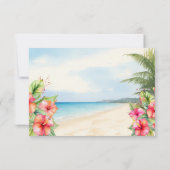 Tropisch strand Hibiscus RSVP Kaartje (Achterkant)