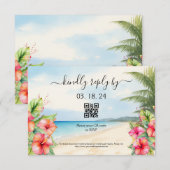 Tropisch strand Hibiscus RSVP Kaartje (Voorkant / Achterkant)