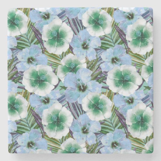 Tropisch strand Hibiscus Stenen Onderzetter (Voorkant)