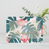 Tropisch strand hibiscusPalmbladeren Bruidsmeisje Kaart (Staand voorkant)