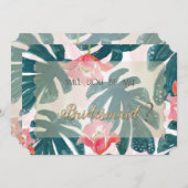 Tropisch strand hibiscusPalmbladeren Bruidsmeisje Kaart (Voorkant / Achterkant)