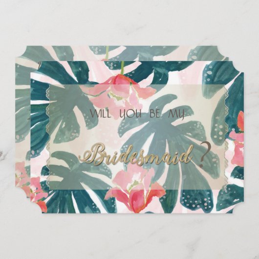 Tropisch strand hibiscusPalmbladeren Bruidsmeisje  Kaart (Voorkant / Achterkant)