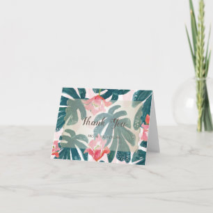 Tropisch strand Hibiskus Palm Leaves Bedankkaart