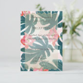 Tropisch strand Hibiskus Palm Leaves Reception Kaart (Staand voorkant)