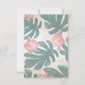 Tropisch strand Hibiskus Palm Leaves Reception Kaart (Achterkant)