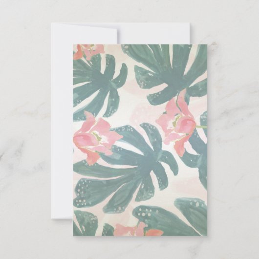 Tropisch strand Hibiskus Palm Leaves Reception Kaart (Achterkant)