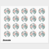 Tropisch strand Hibiskus Palm Leaves Ronde Sticker (Vel)