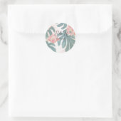 Tropisch strand Hibiskus Palm Leaves Ronde Sticker (Tas)