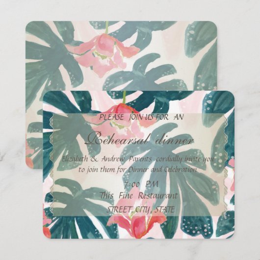 Tropisch strand Hibiskus Palm repesial Dinner Kaart (Voorkant / Achterkant)