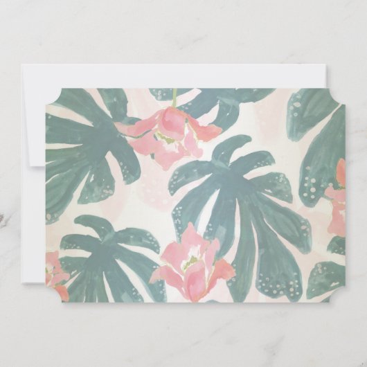 Tropisch strand Hibiskus palmbladeren RSVP Kaart (Achterkant)