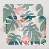 Tropisch strand Hibiskus palmbladeren RSVP Kaart (Voorkant / Achterkant)